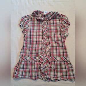 Gymboree girls Smart & Sweet plaid blouse with ruffle & bow 2012